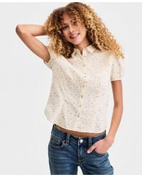 Lucky Brand - Cotton Puff-sleeve Button-down Shirt - Lyst