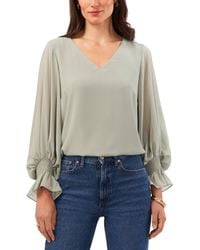 Vince Camuto - Solid-color V-neck Blouson-sleeve Top - Lyst