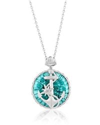 Simona - Sterling Silver Floral Venetian Murano Glass Anchor Necklace - Lyst