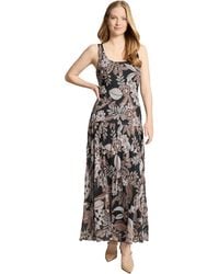 Jones New York - Printed Round-neck Sleeveless Chiffon Dress - Lyst
