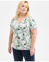 Style & Co. - Plus Size Printed V-neck Tee - Lyst