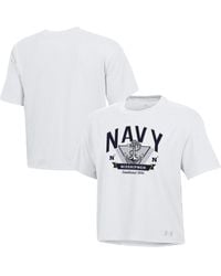 Under Armour - Navy Midshipmen Essentials Icon Ultra-soft Tri-blend Boxy Cropped T-shirt - Lyst
