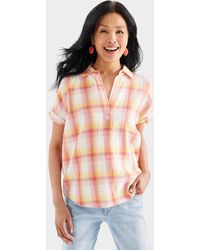 Style & Co. - Printed Gauze Short-sleeve Popover Top - Lyst