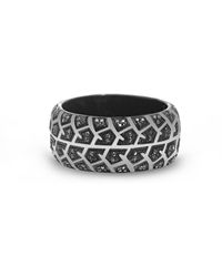 LuvMyJewelry - Born Drifter Design Tire Tread Rhodium Plated Sterling Silver Diamond Ring - Lyst