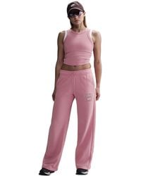 Nike - Sportswear Club Fleece Mid-rise Wide-leg Logo Pants - Lyst
