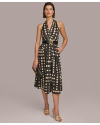 Donna Karan - Printed Belted A-line Dress - Lyst