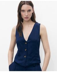 Mango - Denim-effect Lyocell Vest - Lyst