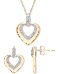 Macy's - 2-pc. Set Diamond Heart Pendant Necklace & Matching Drop Earrings (1/5 Ct. T.w. - Lyst