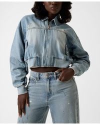 Guess - Anna Collared Cropped Bomber Jacket - Lyst