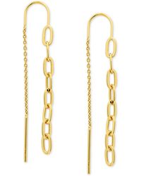 Giani Bernini Chain Link Threader Drop Earrings In 18k Gold-plated Sterling Silver, Created For Macy's (also In Sterling Silver) - Metallic