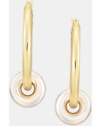 DKNY - Puffy Rondelle Bead Charm Hoop Earrings - Lyst