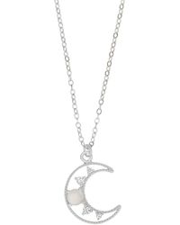Macy's - Cubic Zirconia & Simulated Opal Moon Pendant Necklace - Lyst