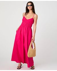 French Connection - Cotton Poplin Shirred Maxi Dress - Lyst