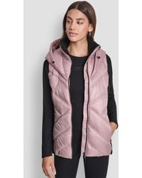 DKNY - Contrast Collar Hooded Puffer Vest - Lyst