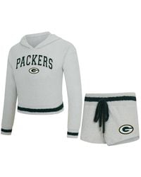 Concepts Sport - Gray Green Bay Packers Whitley Long Sleeve Hoodie Top Shorts Set - Lyst