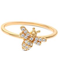Giani Bernini Cubic Zirconia Bee Ring In 18k Gold-plated Sterling Silver, Created For Macy's - Metallic