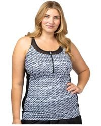 Free Country - Plus Size Mesh Zip-up Tankini Top - Lyst