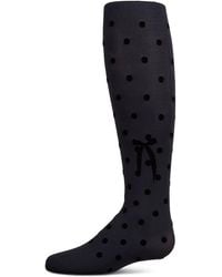 Memoi - Girls Opaque Polka Dot Bow-trimmed Flocked Tights - Lyst