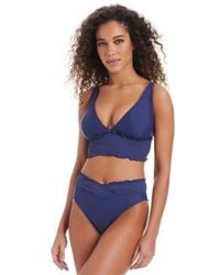 BarIII - Wave Solids Longline Bikini Top Smocked V Waist High Leg Bikini Bottoms Exclusively At Macys - Lyst