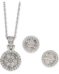 Macy's - 2-pc. Set Diamond Halo Heart Cluster Pendant Necklace & Matching Stud Earrings (1 Ct. T.w. - Lyst