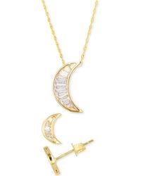 Macy's - 2-pc. Set Cubic Zirconia Baguette Crescent Moon Pendant Necklace & Matching Stud Earrings - Lyst