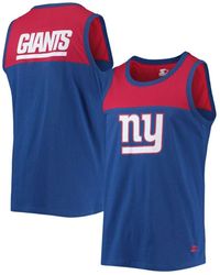Starter Royal, Red New York Giants Team Touchdown Fashion Tank Top - Multicolor