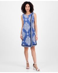 Sandra Darren - Petite Printed Crossover Shift Dress - Lyst