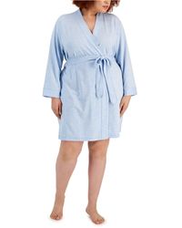 Charter Club Plus Size French Terry Wrap Robe, Created For Macy's - Blue