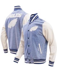Pro Standard - Distressed Philadelphia Eagles Varsity Blues Full-snap Varsity Jacket - Lyst