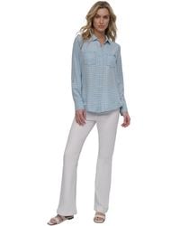 DKNY - Roll-tab-sleeve Button-front Shirt - Lyst