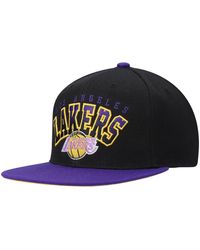 Mitchell & Ness - Black And Purple Los Angeles Lakers Hardwood Classics Gradient Wordmark Snapback Hat - Lyst