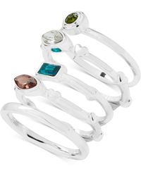 Lucky Brand Silver-tone 5-pc. Set Mixed Crystal Stack Rings - White