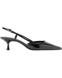 Mango - Slingback Kitten Heel Pointed-toe Faux Leather Pumps - Lyst