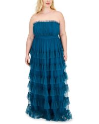 City Studios - Trendy Plus Size Tiered Ruffled Mesh Ball Gown - Lyst