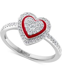 Effy - Effy Diamond & Enamel Heart Halo Ring (1/3 Ct. T.w. - Lyst
