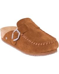 Minnetonka - Suede Adjustable Buckle Clogs - Lyst