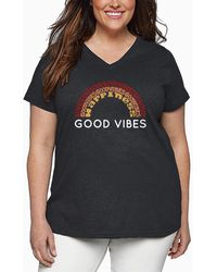 LA Pop Art - Plus Size Good Vibes Word Art V-neck T-shirt - Lyst