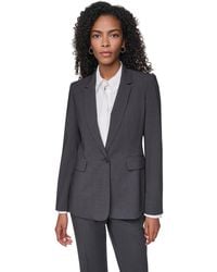 DKNY - Petites Pick-stitch Single-button Blazer - Lyst