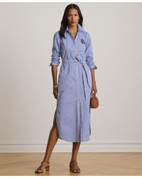 Ralph Lauren - Point Collar Striped Broadcloth Shirt Dress - Lyst