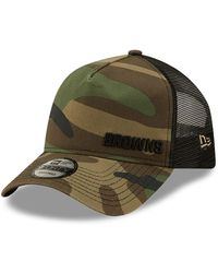 KTZ - Camo And Black Cleveland Browns Flawless Utility A-frame Trucker 9forty Snapback Hat - Lyst