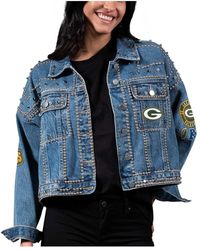 G-III 4Her by Carl Banks - Green Bay Packers First Finish Medium Denim Full-button Jacket - Lyst