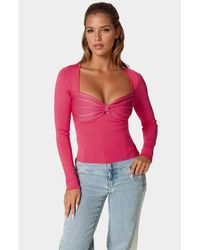 Bebe - Embelished Long Sleeve Sweater - Lyst