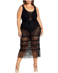 City Chic - Plus Size Crochet Gia Tassel Hem Maxi Dress - Lyst