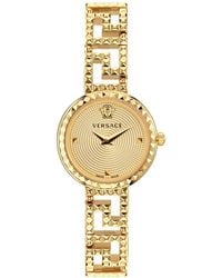 Versace - Swiss Greca Goddess Gold Ion Plated Stainless Steel Cut-out Bracelet Watch 28mm - Lyst