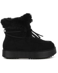 LONDON RAG - Bunting Faux Fur Collar Flatform Boots - Lyst