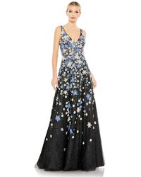 Mac Duggal - Floral Applique Sleeveless A-line Evening Gown - Lyst