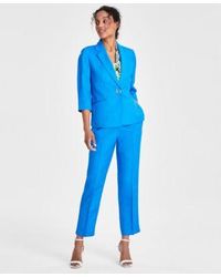 Kasper - Notched Collar 3 4 Sleeve Jacket Printed Knot Front Blouse Mid Rise Straight Leg Ankle Pants - Lyst