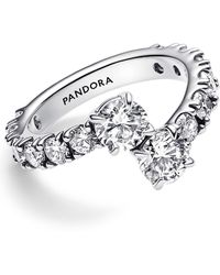 PANDORA - Sterling Timeless Overlapping Sparkling Band Ring - Lyst