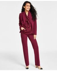 Anne Klein - Collection Compression One Button Jacket Long Sleeve Tie Neck Blouse The Jillian Fly Front Bootcut Pants - Lyst