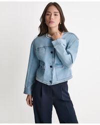 BCBGMAXAZRIA - Boxy Crewneck Button-front Denim Jacket - Lyst